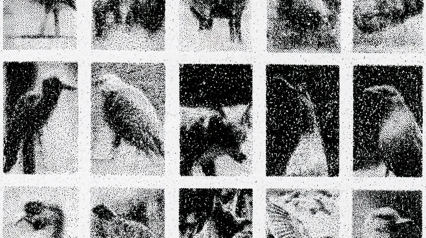 A grid of small illustrated cigarette cards, each showing a different bird.